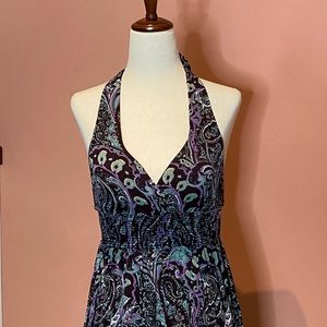 Xhilaration Purple Lightweight Paisley Halteraxi Dress Size xs